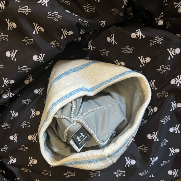 2LOT NEW UNDER ARMOUR MEN BEANIE SKULL CAP HAT WHITE HEATGEAR LINED KNIT BLUE L - Picture 4 of 6